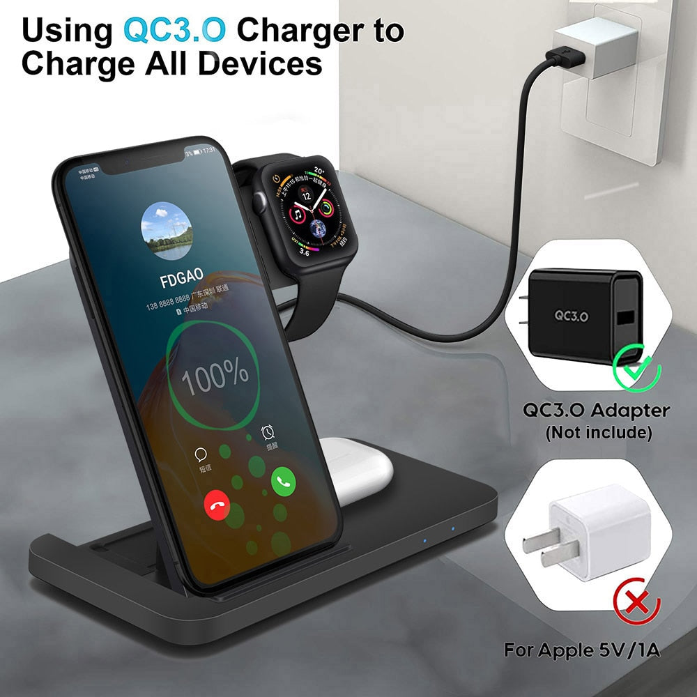 3in1 Wireless Charger Dock Station