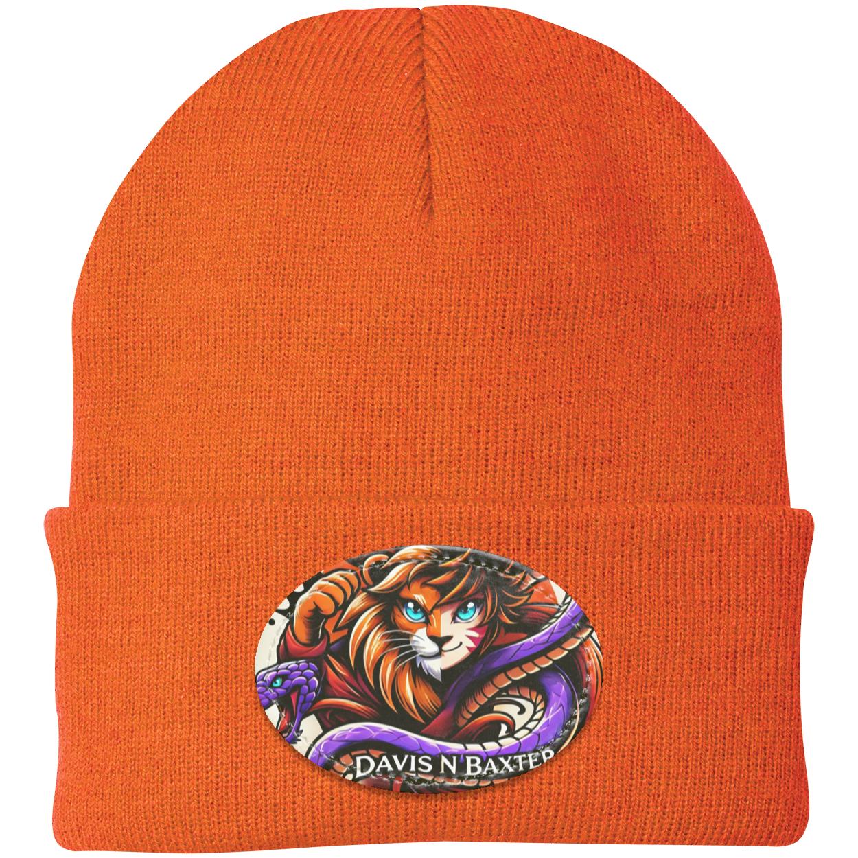 Orange Davis N Baxter Beanie with orange rim white background