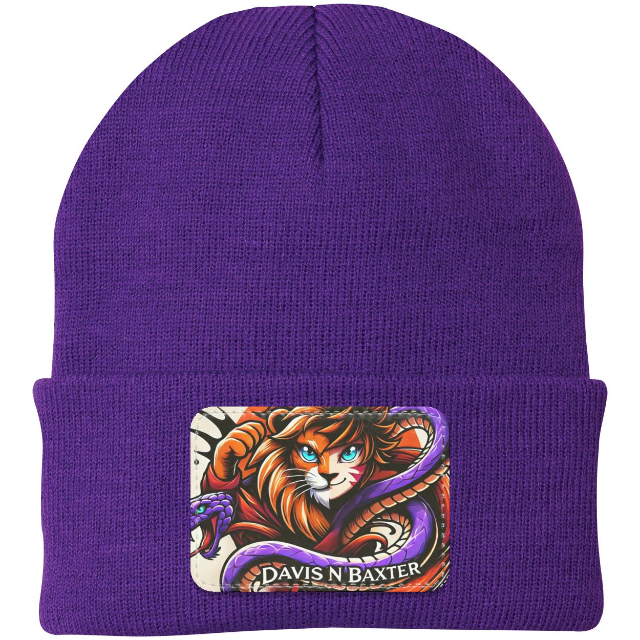 Purple Davis N Baxter Beanie with Purple rim white background