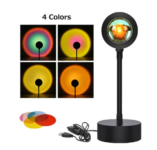 Remote control smart lamp next to color variation gels and color variation chart