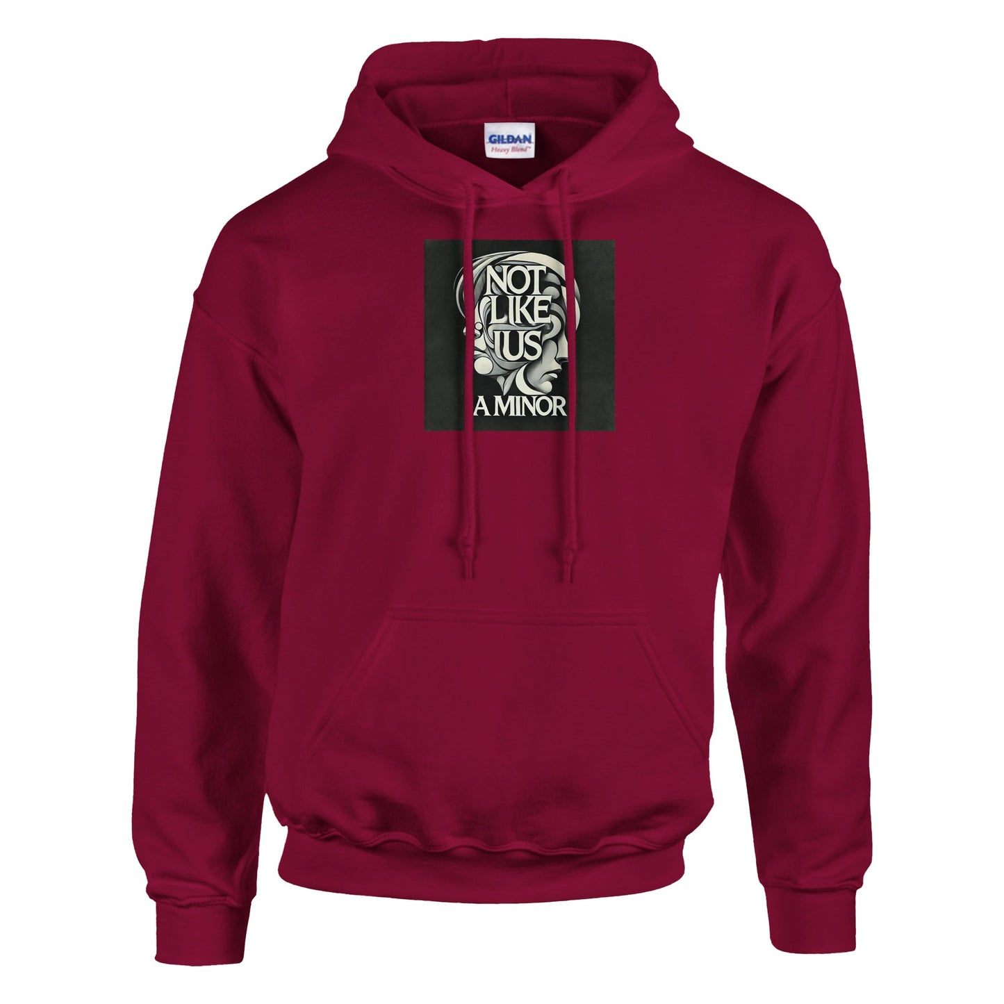 Rose wine hoodie sweatshirt with not like us a minor black printed on the chest white background